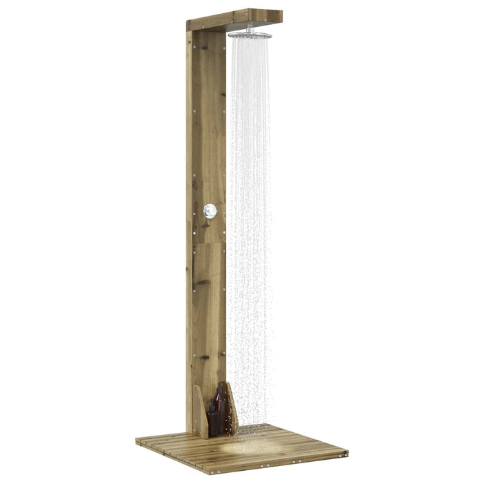 Duș exterior 210 cm Lemn de pin impregnat și oțel inoxidabil WALTI