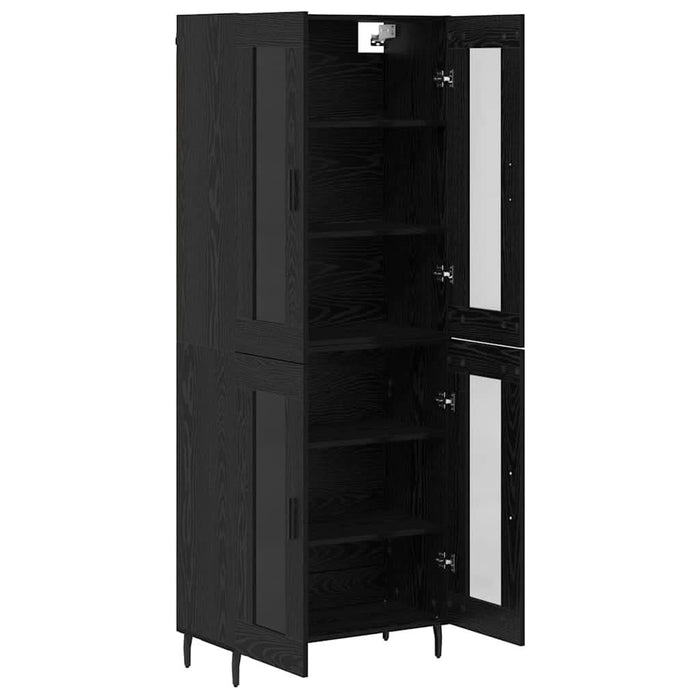 Bufet 2 pcs Stejar Negru Lemn Stratificat și Sticlă - WALTI WALTI