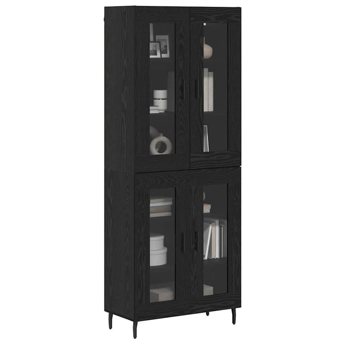 Bufet 2 pcs Stejar Negru Lemn Stratificat și Sticlă - WALTI WALTI