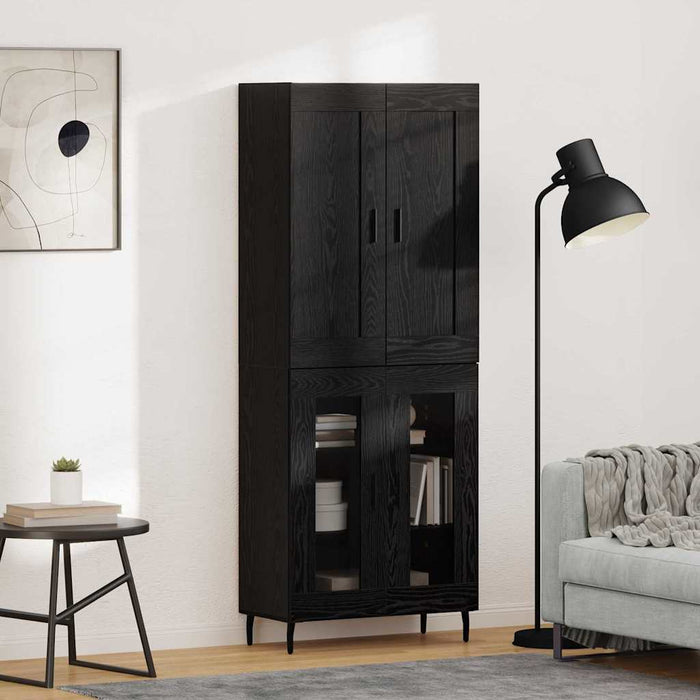 Bufet 2 pcs Stejar Negru Lemn Stratificat și Sticlă - WALTI WALTI