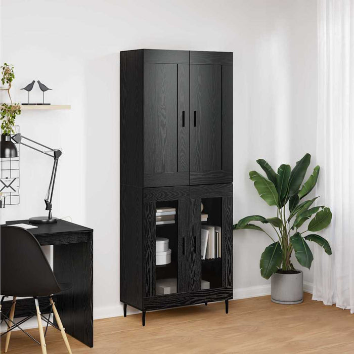Bufet 2 pcs Stejar Negru Lemn Stratificat și Sticlă - WALTI WALTI