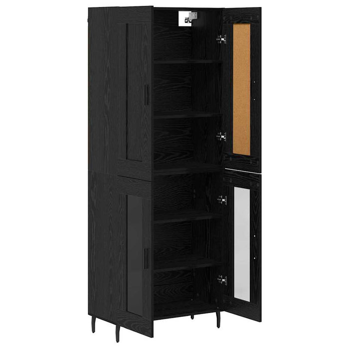Bufet 2 pcs Stejar Negru Lemn Stratificat și Sticlă - WALTI WALTI