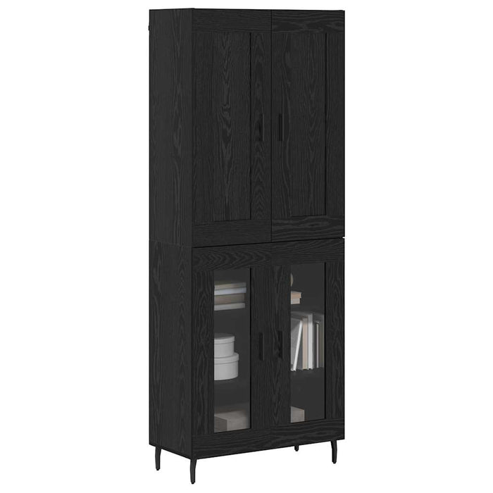 Bufet 2 pcs Stejar Negru Lemn Stratificat și Sticlă - WALTI WALTI