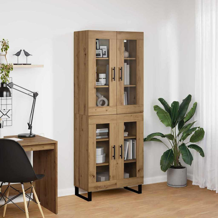Bufet 2 pcs Stejar Artizanal Lemn Stratificat și Sticlă - WALTI WALTI