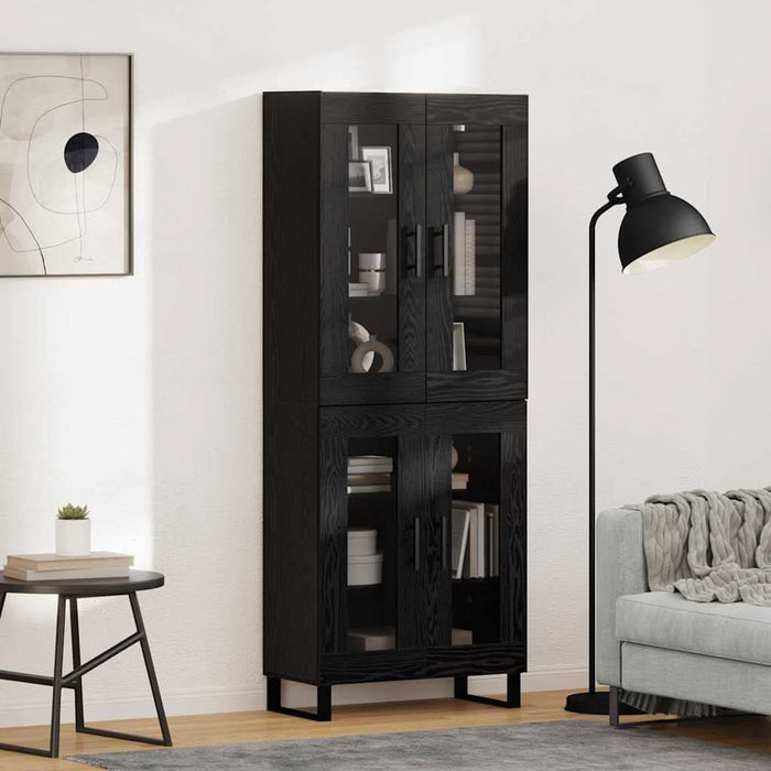 Bufet 2 pcs Stejar Negru Lemn Stratificat și Sticlă - WALTI WALTI