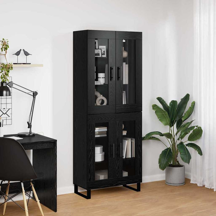 Bufet 2 pcs Stejar Negru Lemn Stratificat și Sticlă - WALTI WALTI