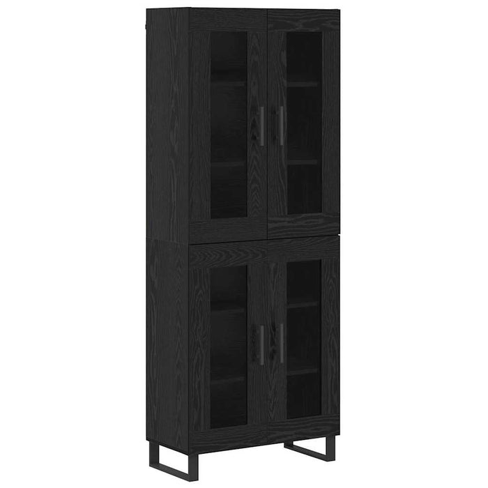 Bufet 2 pcs Stejar Negru Lemn Stratificat și Sticlă - WALTI WALTI