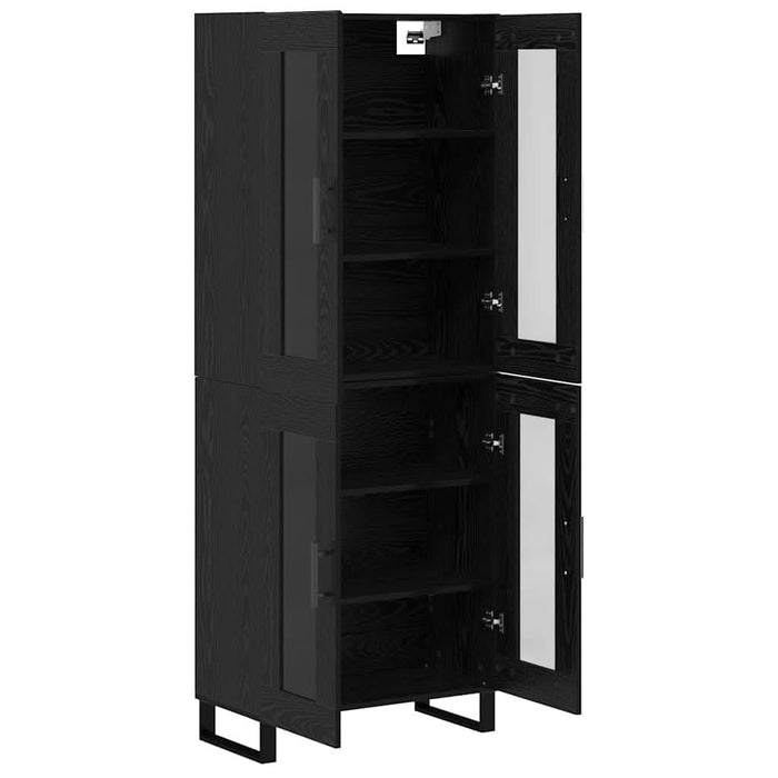 Bufet 2 pcs Stejar Negru Lemn Stratificat și Sticlă - WALTI WALTI