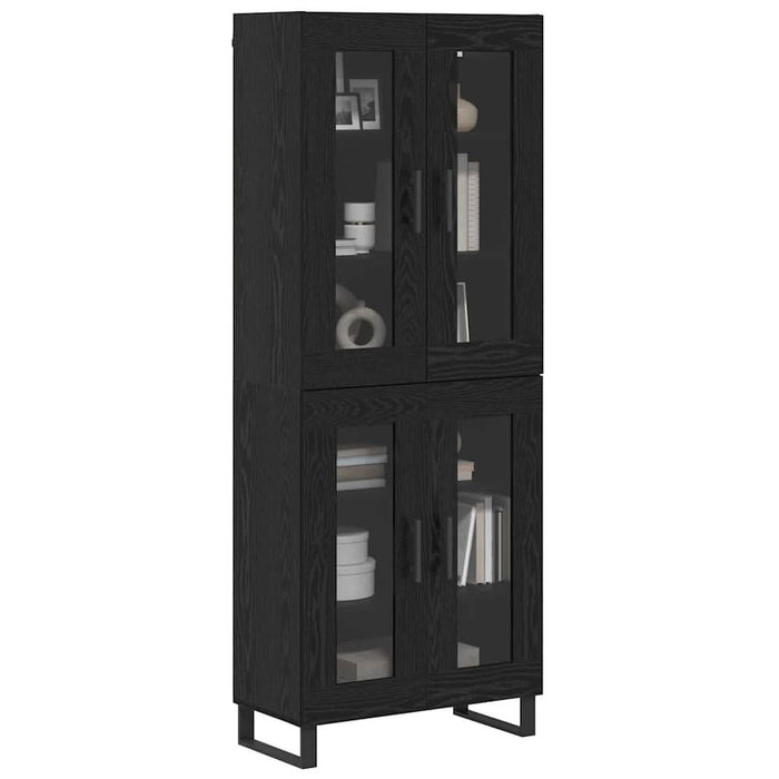 Bufet 2 pcs Stejar Negru Lemn Stratificat și Sticlă - WALTI WALTI