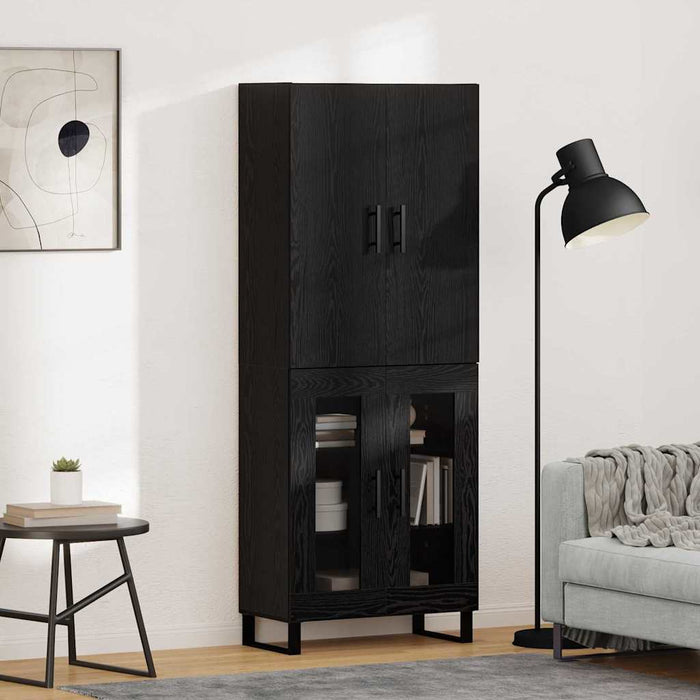 Bufet 2 pcs Stejar Negru Lemn Stratificat și Sticlă - WALTI WALTI