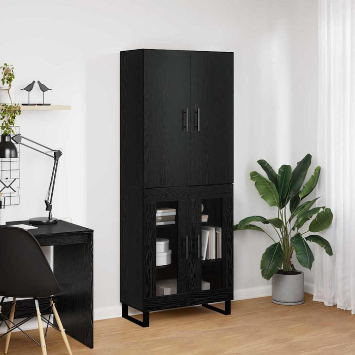 Bufet 2 pcs Stejar Negru Lemn Stratificat și Sticlă - WALTI WALTI