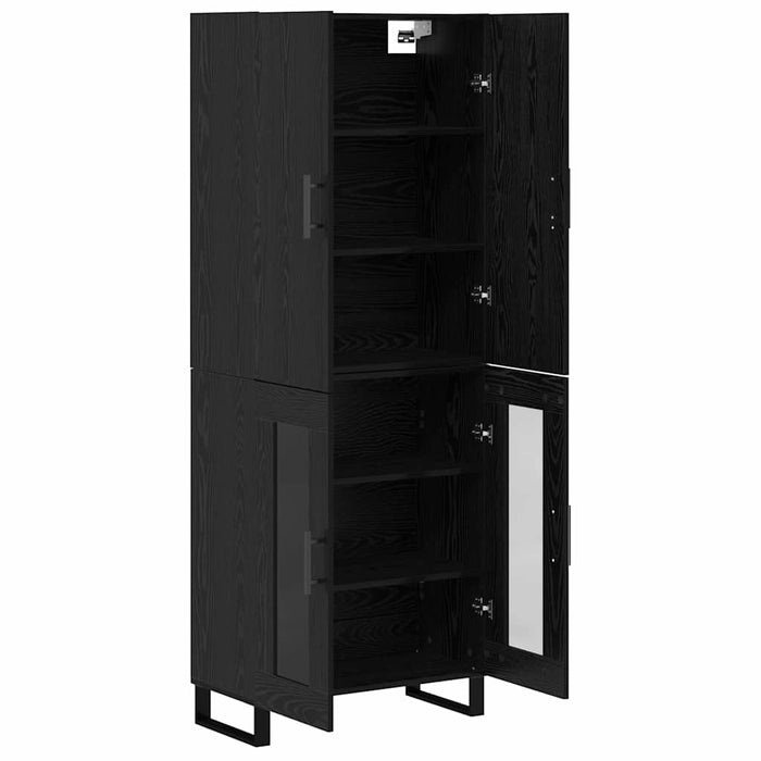Bufet 2 pcs Stejar Negru Lemn Stratificat și Sticlă - WALTI WALTI