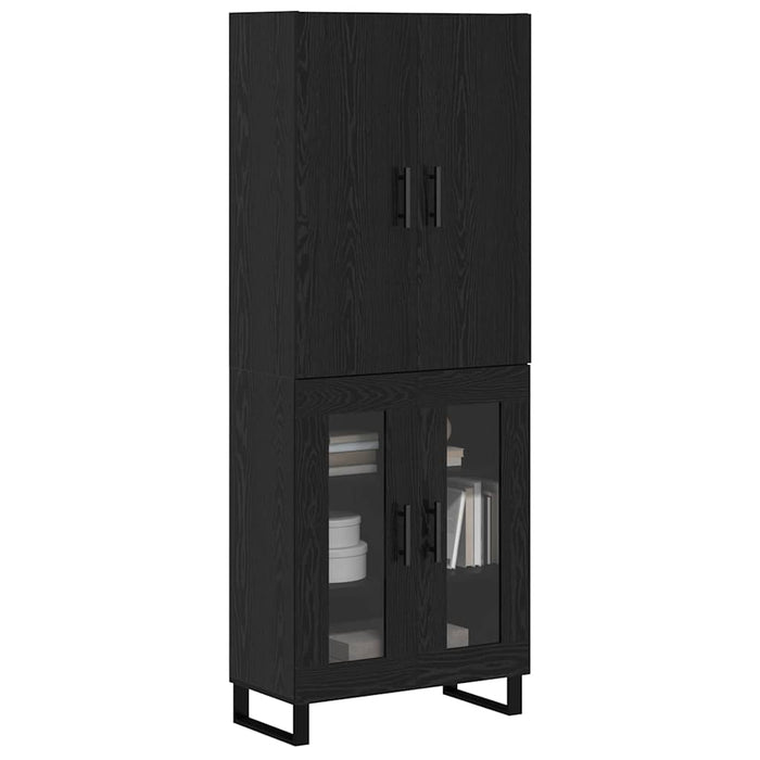 Bufet 2 pcs Stejar Negru Lemn Stratificat și Sticlă - WALTI WALTI