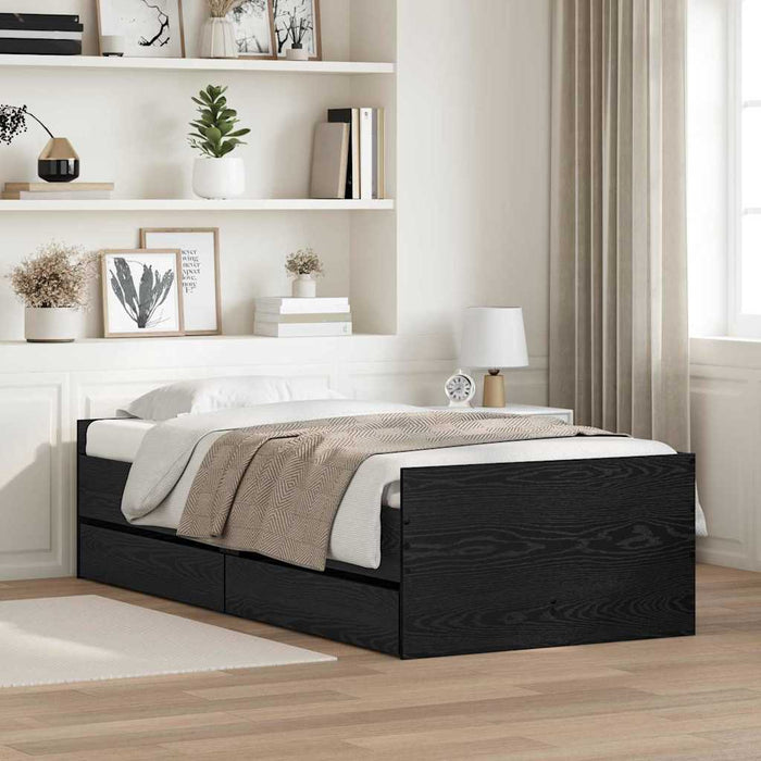 Cadru de pat Stejar Negru 100 x 200 cm Lemn de pin masiv - WALTI WALTI