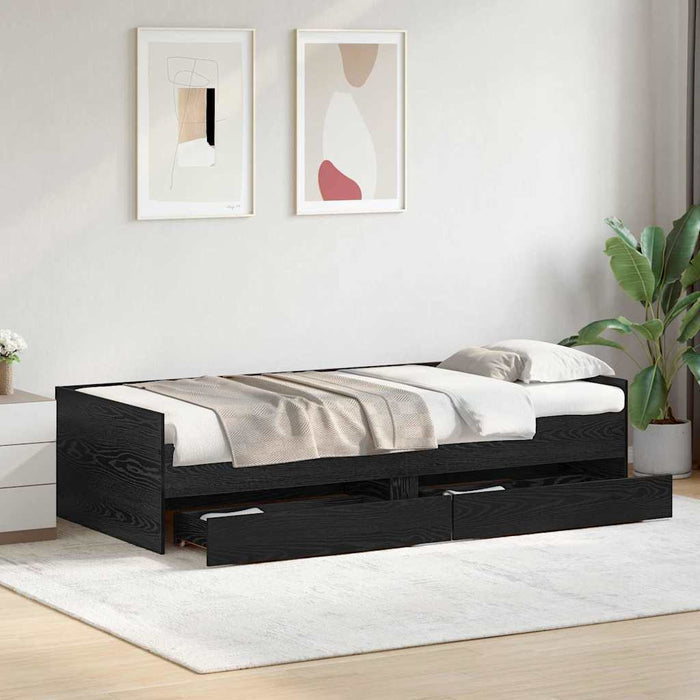 Cadru de pat Stejar Negru 100 x 200 cm Lemn de pin masiv - WALTI WALTI