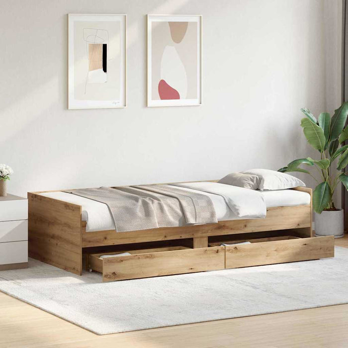 Cadru de pat Stejar Artizanal 90 x 190 cm Lemn de pin masiv - WALTI WALTI