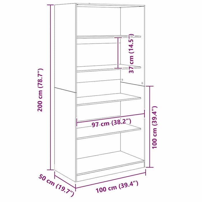 Dulap cu raft Stejar Negru 100 x 50 x 200 cm Lemn compozit - WALTI WALTI