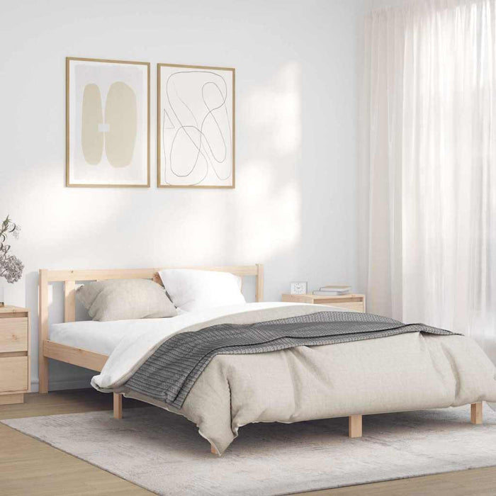 Cadru de pat natural 152 x 203 cm Lemn de pin masiv - WALTI WALTI