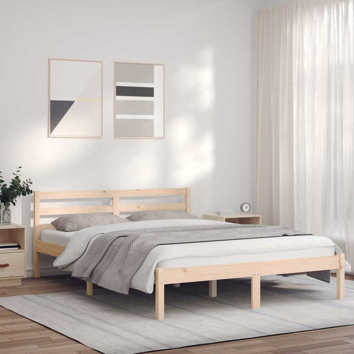 Cadru de pat natural 208,5 x 157,5 x 69,5 cm Lemn de pin masiv WALTI