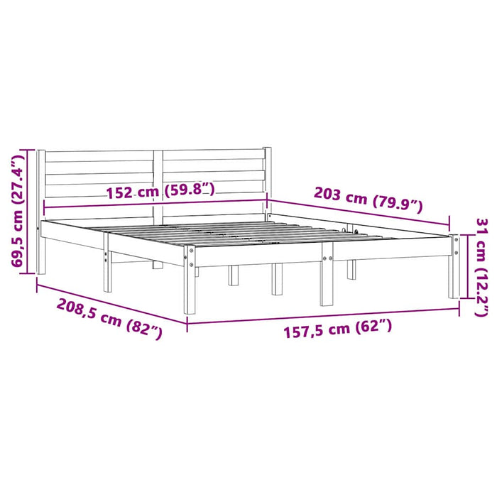 Cadru de pat natural 208,5 x 157,5 x 69,5 cm Lemn de pin masiv WALTI