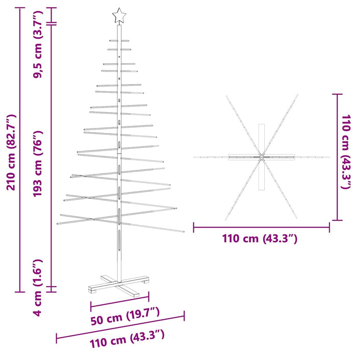 Brad de Crăciun din lemn cu suport Maro 210 cm Bambus - WALTI WALTI