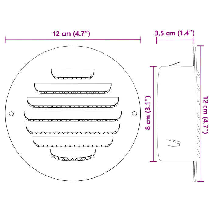 Capace de ventilație pentru aer 4 pcs Argintiu 80 mm - WALTI WALTI