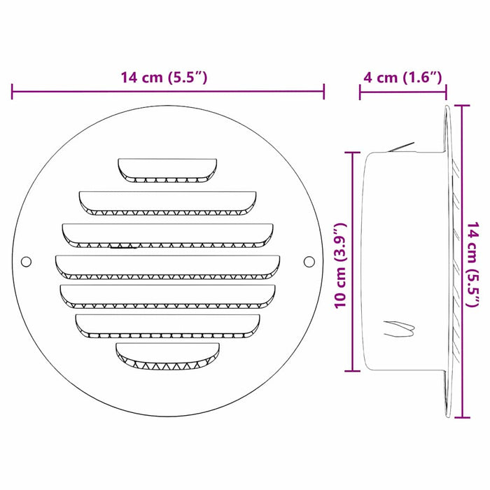Capace de ventilație pentru aer 4 pcs Argintiu 100 mm - WALTI WALTI