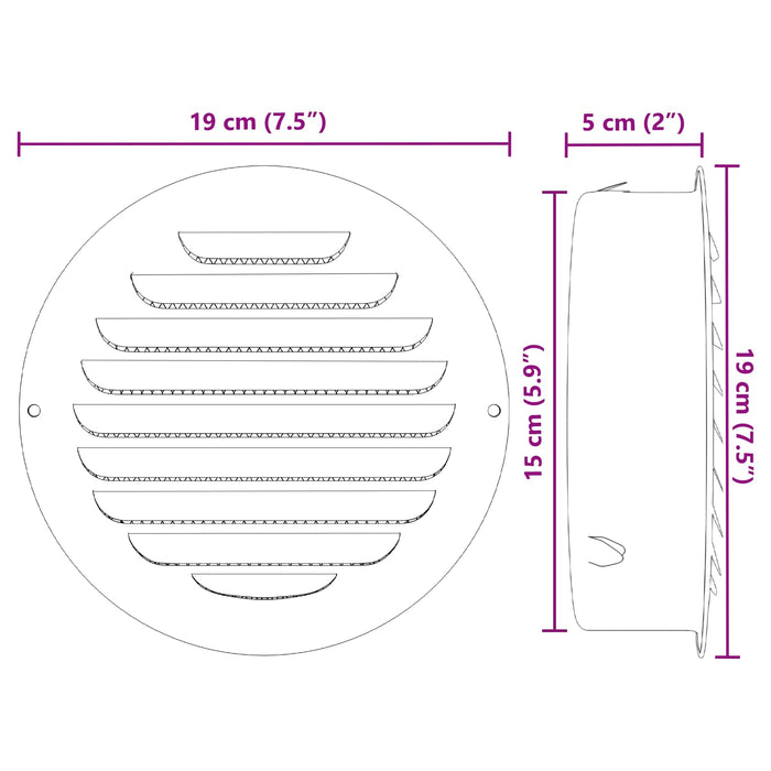 Capace de ventilație pentru aer 4 pcs Argintiu 150 mm - WALTI WALTI