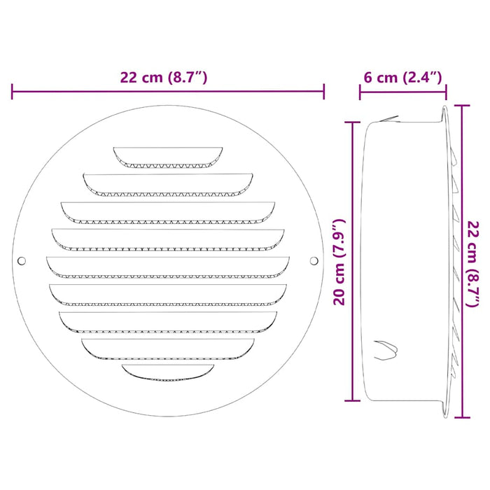Capace de ventilație pentru aer 4 pcs Argintiu 200 mm - WALTI WALTI