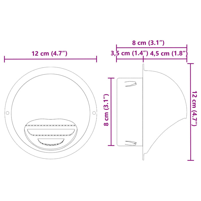 Capace de ventilație pentru aer 8 pcs Argintiu 80 mm - WALTI WALTI