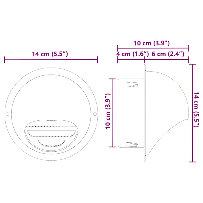 Capace de ventilație pentru aer 2 pcs Argintiu 100 mm - WALTI WALTI