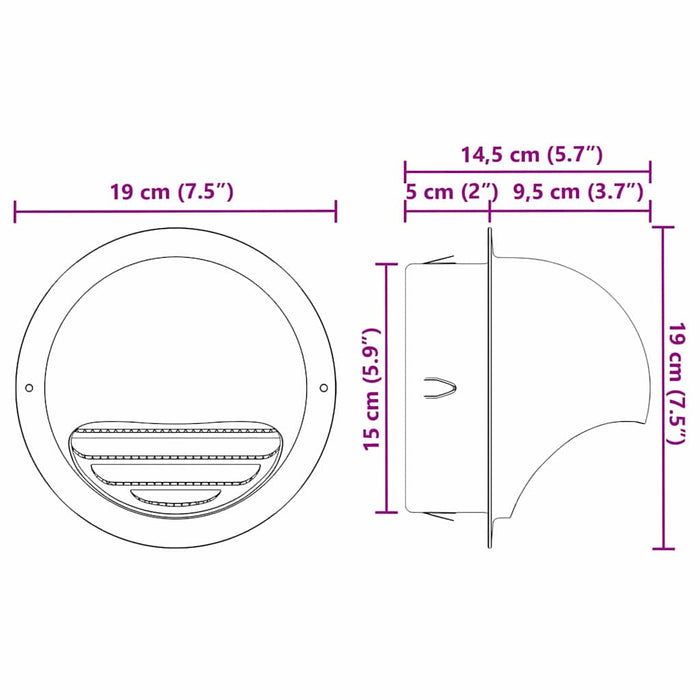 Capace de ventilație pentru aer 8 pcs Argintiu 150 mm - WALTI WALTI