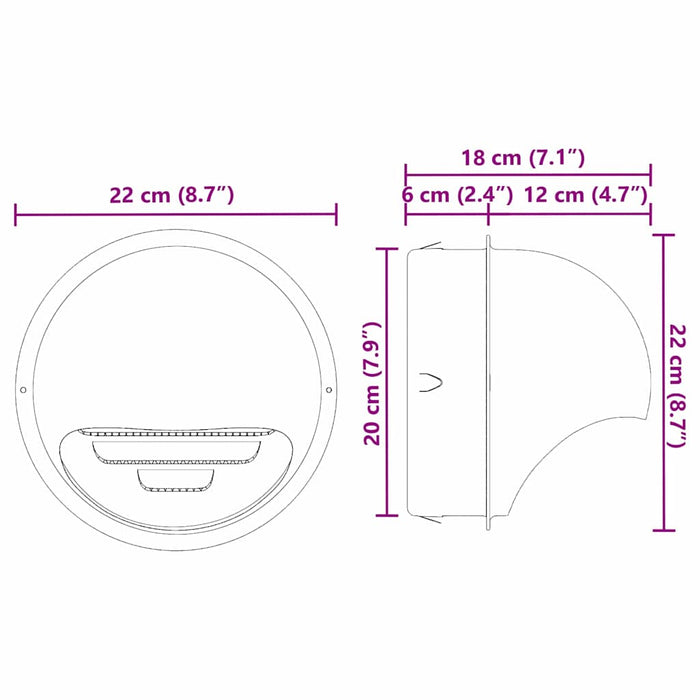 Capace de ventilație pentru aer 2 pcs Argintiu 200 mm - WALTI WALTI