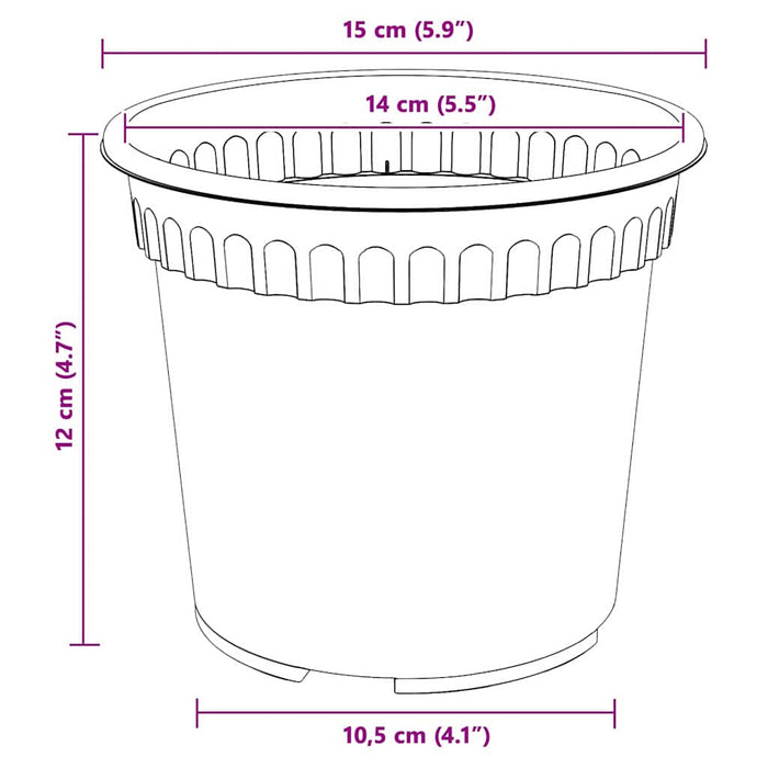 Ghiveci rotund pentru flori 6 pcs Negru Ø 15 x 12 cm Plastic - WALTI WALTI