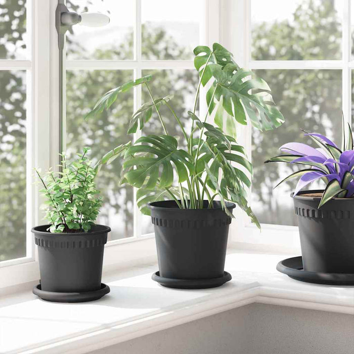 Ghiveci rotund pentru flori 6 pcs Negru Ø 17 x 14 cm Plastic - WALTI WALTI