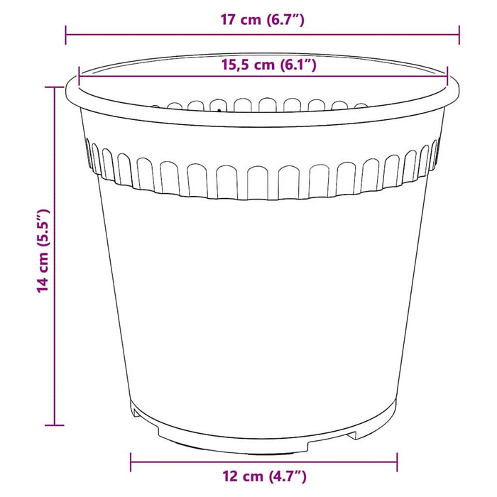 Ghiveci rotund pentru flori 6 pcs Negru Ø 17 x 14 cm Plastic - WALTI WALTI