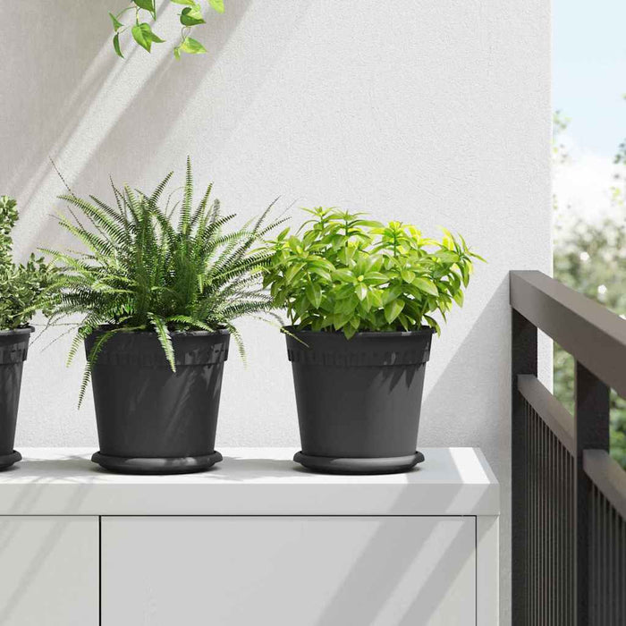 Ghiveci rotund pentru flori 6 pcs Negru Ø 19 x 16 cm Plastic - WALTI WALTI