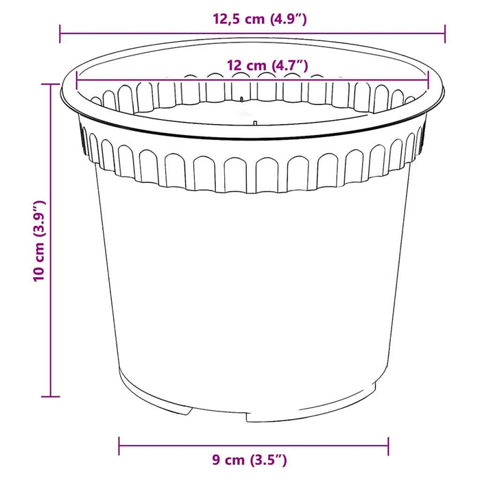 Ghiveci rotund pentru flori 24 pcs Negru Ø 12,5 x 10 cm Plastic - WALTI WALTI