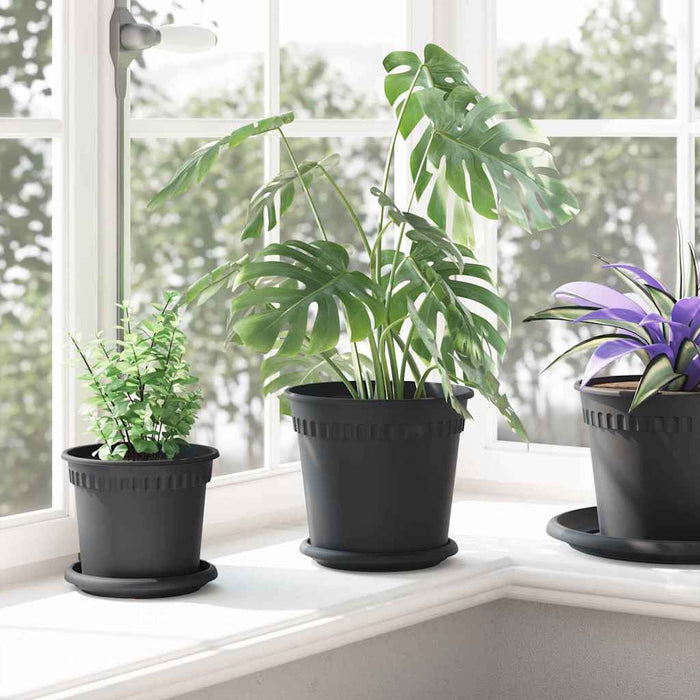 Ghiveci rotund pentru flori 24 pcs Negru Ø 19 x 16 cm Plastic - WALTI WALTI