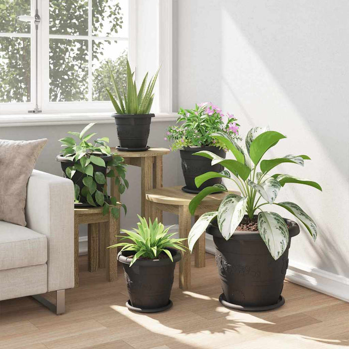 Ghiveci rotund pentru flori 6 pcs Negru Ø 26 x 21.5 cm Plastic - WALTI WALTI