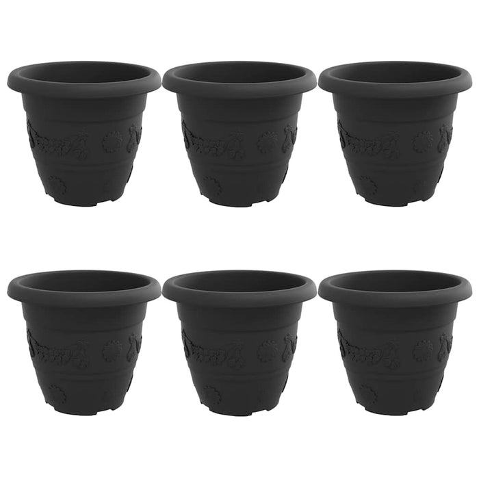 Ghiveci rotund pentru flori 6 pcs Negru Ø 26 x 21.5 cm Plastic - WALTI WALTI