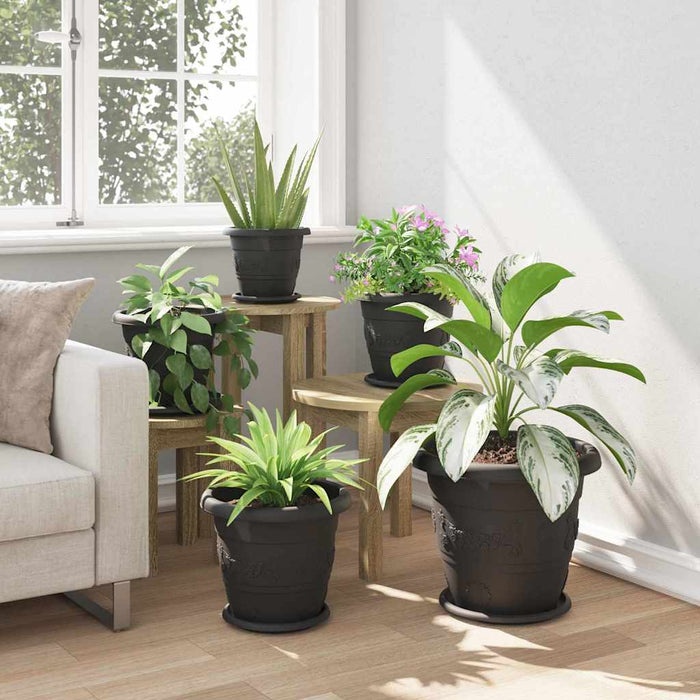 Ghiveci rotund pentru flori 6 pcs Negru Ø 26 x 21.5 cm Plastic - WALTI WALTI