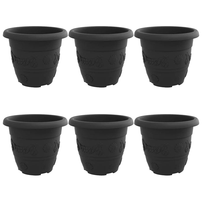 Ghiveci rotund pentru flori 6 pcs Negru Ø 26 x 21.5 cm Plastic - WALTI WALTI