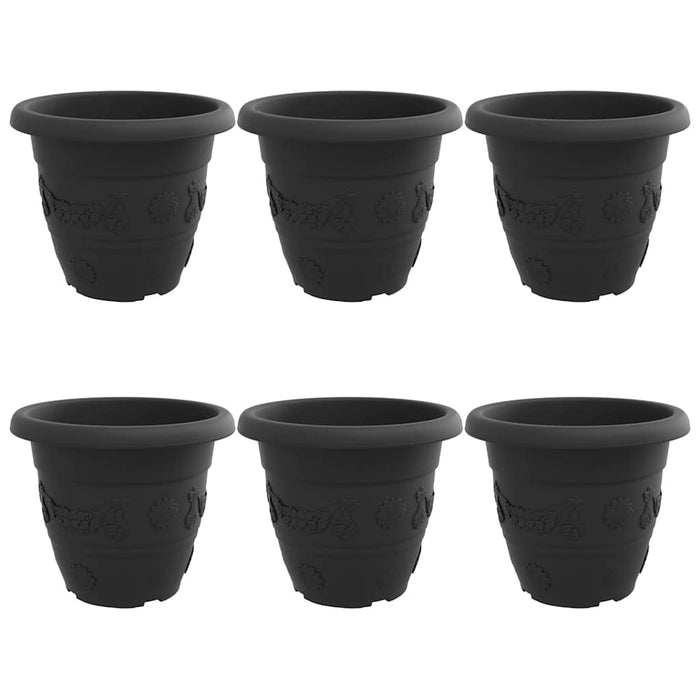 Ghiveci rotund pentru flori 6 pcs Negru Ø 26 x 21.5 cm Plastic - WALTI WALTI