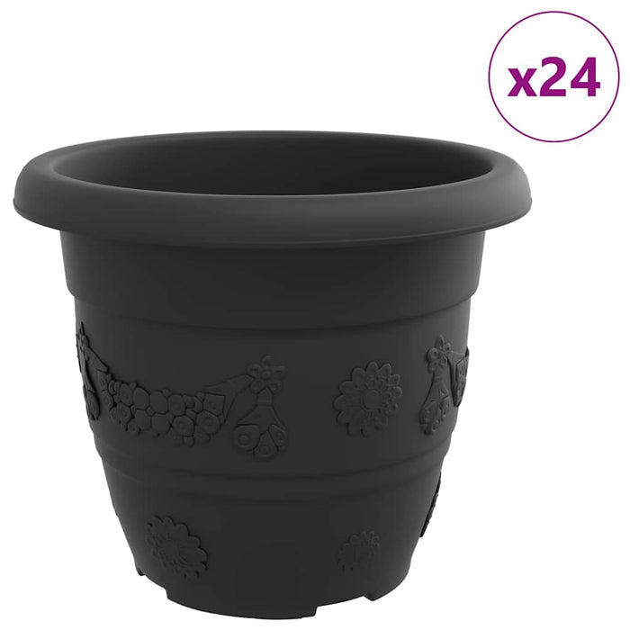 Ghiveci rotund pentru flori 24 pcs Negru Ø 26 x 21.5 cm Plastic - WALTI WALTI