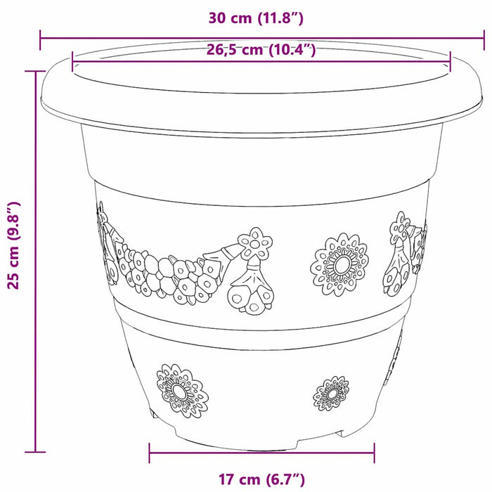 Ghiveci rotund pentru flori 24 pcs Negru Ø 26 x 21.5 cm Plastic - WALTI WALTI