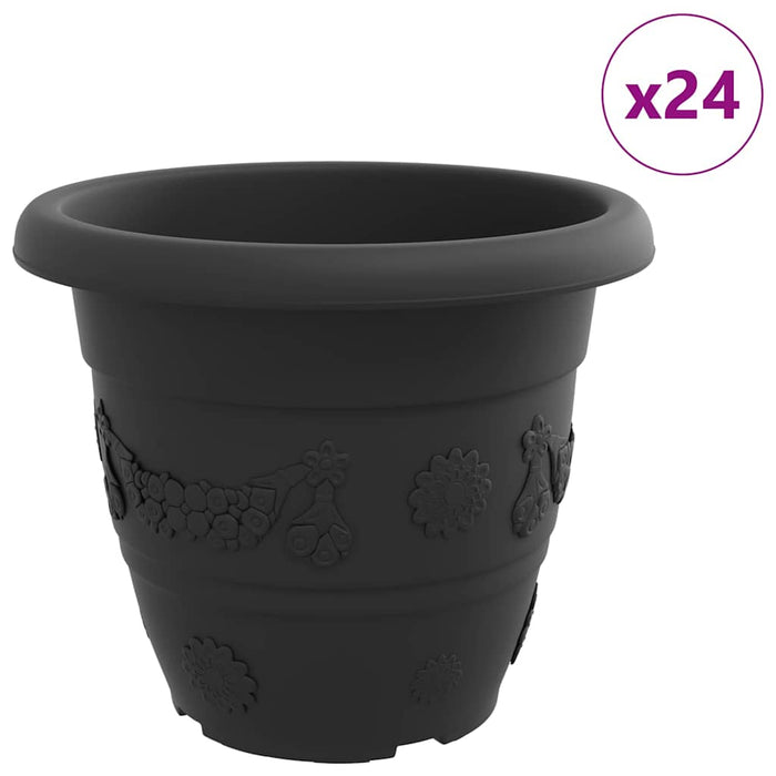 Ghiveci rotund pentru flori 24 pcs Negru Ø 26 x 21.5 cm Plastic - WALTI WALTI