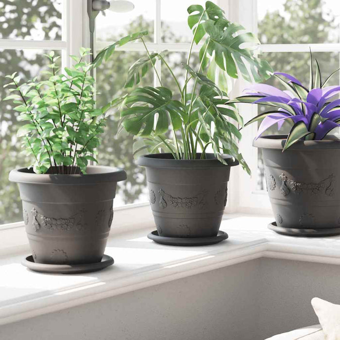 Tavă rotundă pentru flori 6 pcs Negru Ø 17,5 x 2 cm Plastic - WALTI WALTI