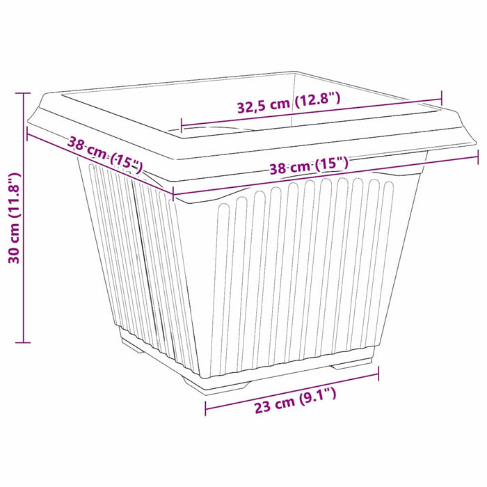 Vază pătrată pentru flori 6 pcs Roșu cărămidă 38 x 38 x 30 cm - WALTI WALTI