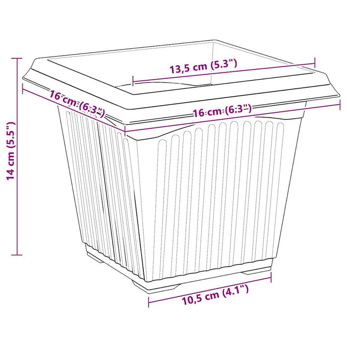 Vază pătrată pentru flori 24 pcs Roșu cărămidă 16 x 16 x 14 cm - WALTI WALTI